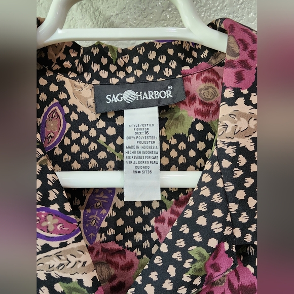 Sag Harbor Blouse Size 16 Floral Button Up - Picture 3 of 6